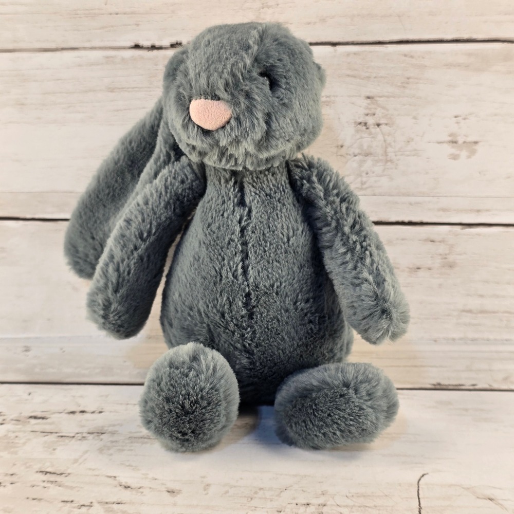 Retired Jellycat London Bashful Bunny Small 7" Forest Plush Rabbit 1 Ear